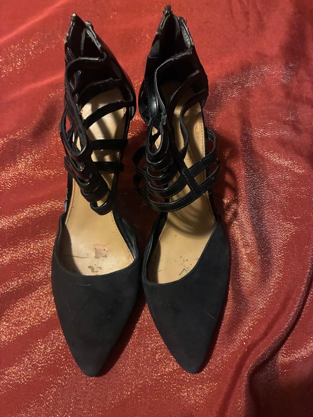 Franco Sarto Shoes Womens Pointed Toe Strappy Ankle Cage Heels Stiletto Black